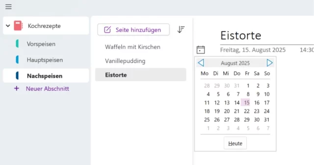 Datum der Seite ändern