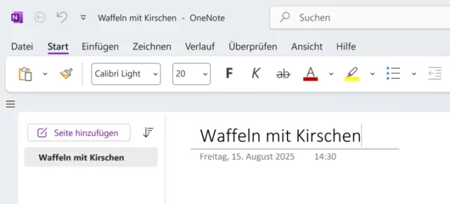 Seitentitel in OneNote