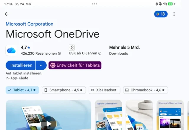 Microsoft OneDrive bei Google Play
