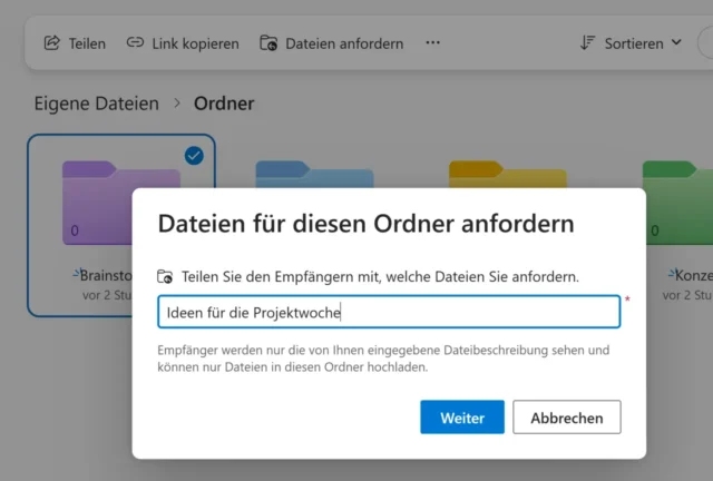 Dateien für diesen Ordner anfordern