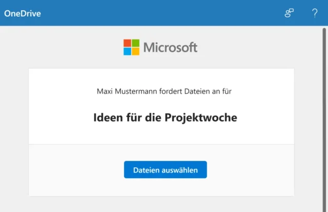 Upload-Seite für angeforderte Dateien