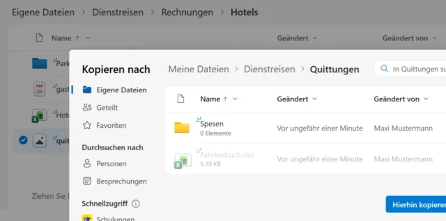 Datei in anderen Ordner kopieren oder verschieben
