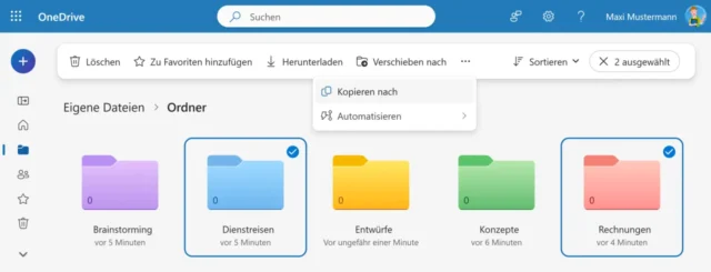 farbige Ordner in OneDrive Online