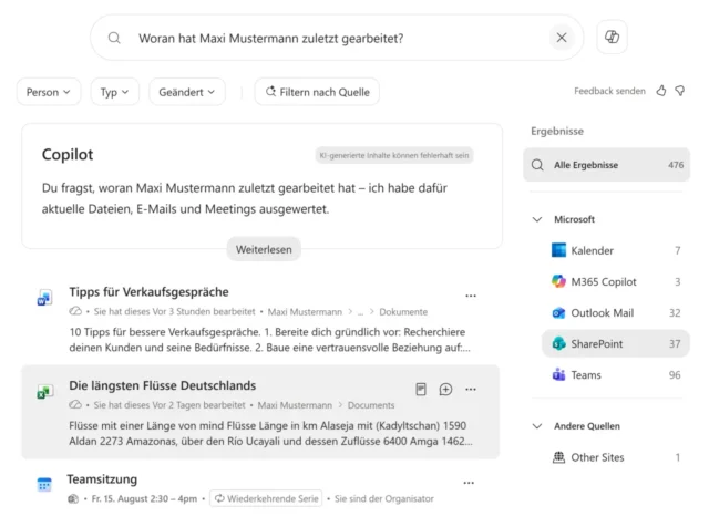 neue Suche mit Copilot