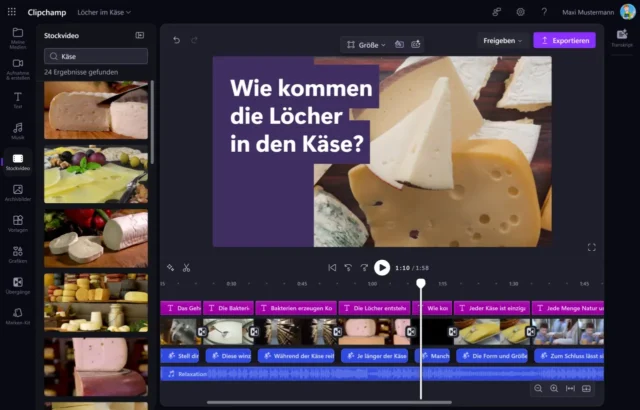 KI-generiertes Videoprojekt in Clipchamp