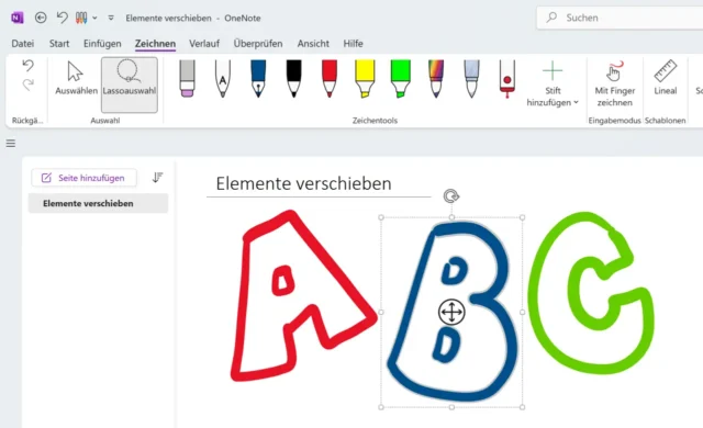gezeichnetes Element markieren und verschieben
