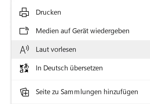 »Laut vorlesen« in Microsoft Edge