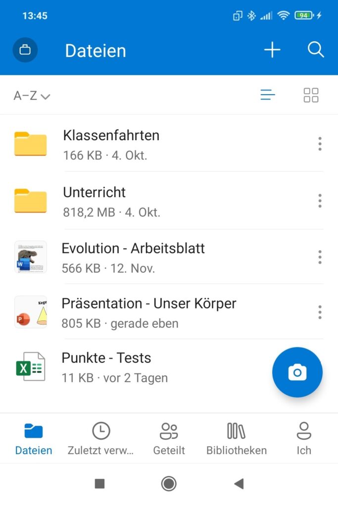 OneDrive-App auf dem Smartphone