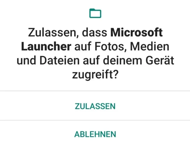 Microsoft Launcher bittet um Berechtigungen