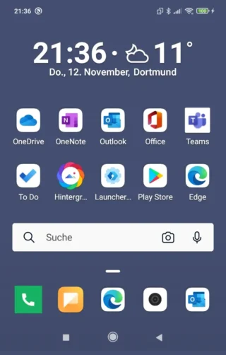 Startseite im Microsoft Launcher