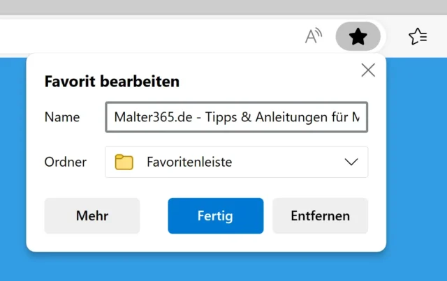 Favorit hinzufügen in Microsoft Edge