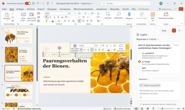 Präsentation erstellen und bearbeiten mit Copilot