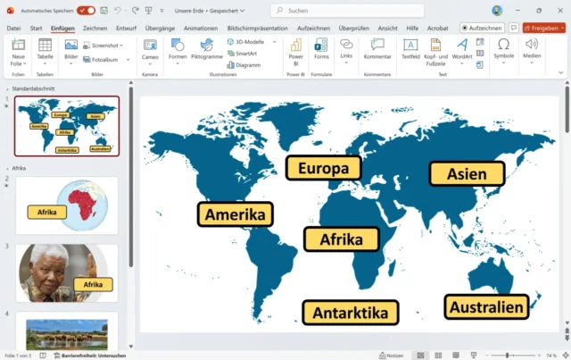 geöffnete Präsentation in PowerPoint für Windows