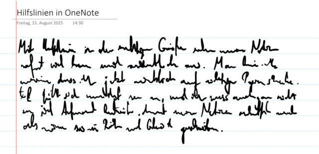 Handschrift auf eingeblendeten Hilfslinien in OneNote