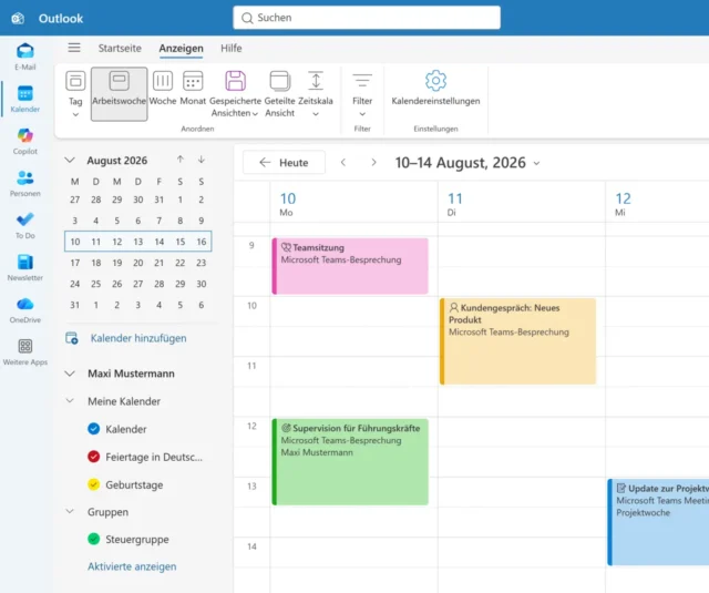 Kalender in Outlook für Windows