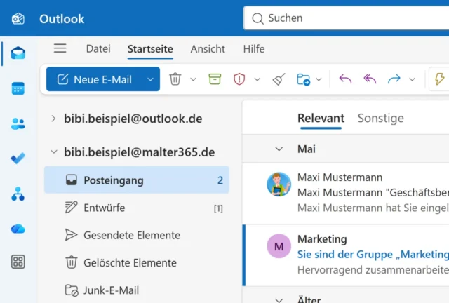 mehrere E-Mail-Konten in Outlook