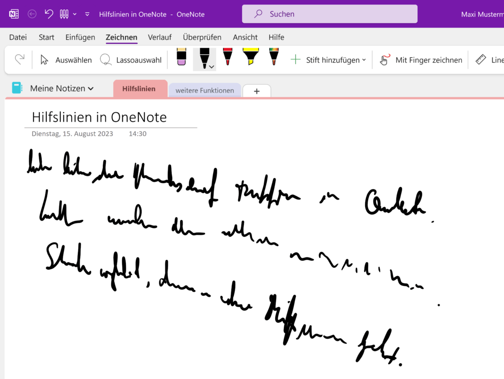 schräge Handschrift in OneNote