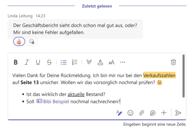 Chat-Nachricht verfassen