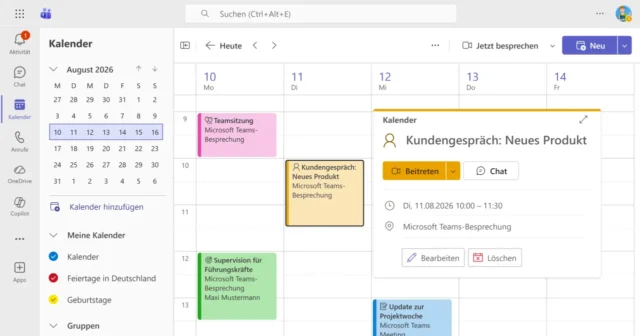 Kalender in Microsoft Teams