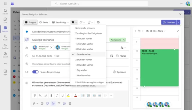 Online-Besprechung im Kalender planen