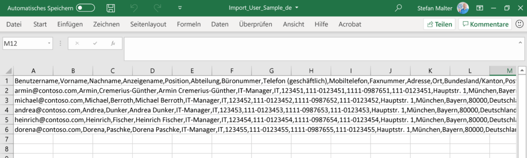 CSV-Datei in Excel mit langen Datenreihen