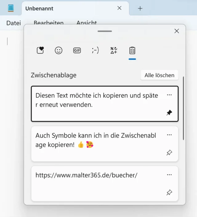 Zwischenablageverlauf in Windows 11