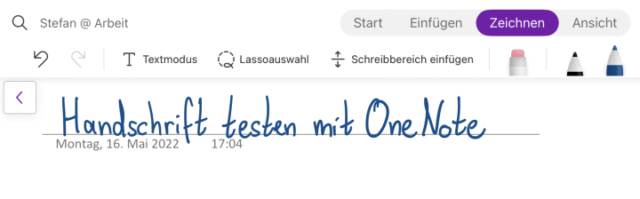 handgeschriebener Titel in OneNote