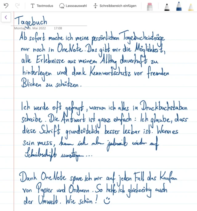 handschriftliche Notizen mit Hilfslinien