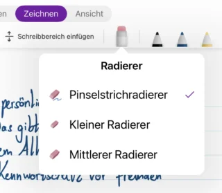 Radierer in der OneNote-App fürs iPad