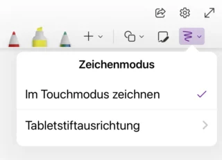 Touchmodus zum Zeichnen aktivieren