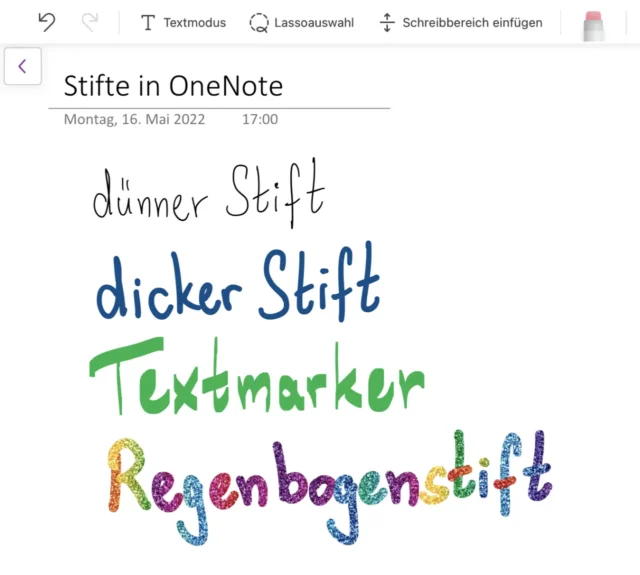 verschiedene Stifte in OneNote