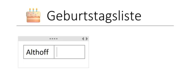 Tabelle mit einer Zeile und zwei Spalten