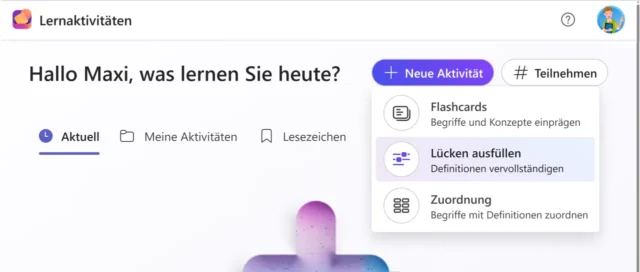 Neue Aktivität erstellen