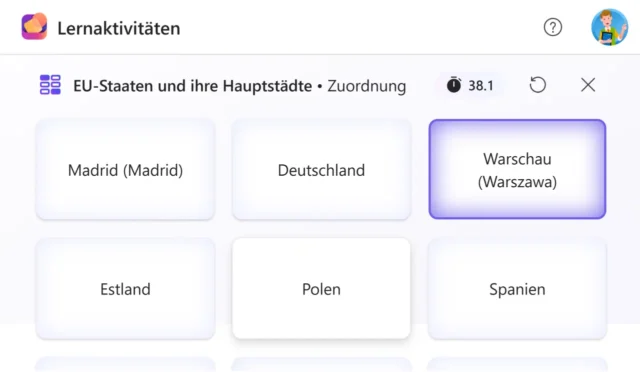 Begriffe zuordnen auf Zeit