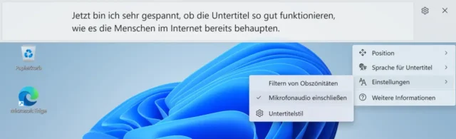 Liveuntertitel in Windows 11