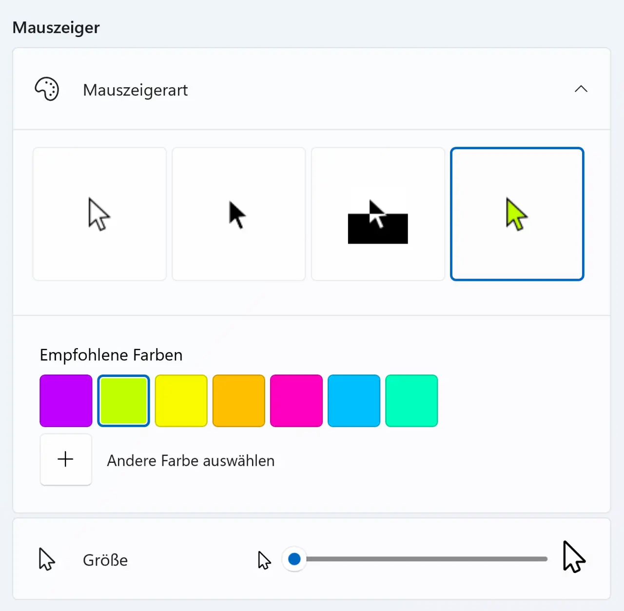 Mauszeiger für erleichterte Bedienung anpassen