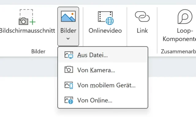 Von Kamera… im Menüband von OneNote