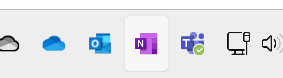 OneNote-Symbol im Infobereich von Windows