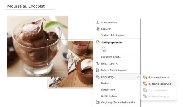 Reihenfolge eingefügter Bilder ändern