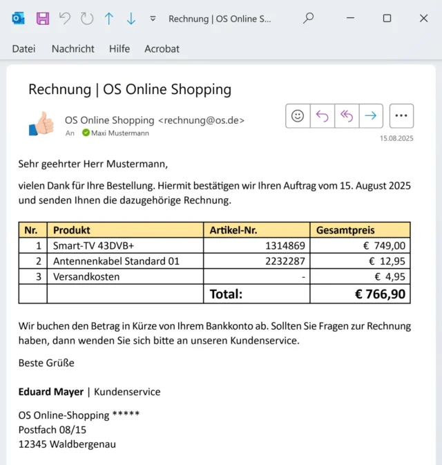 E-Mail in Outlook