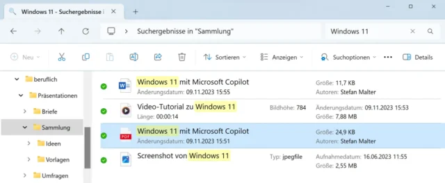 Suchfunktion im Datei-Explorer