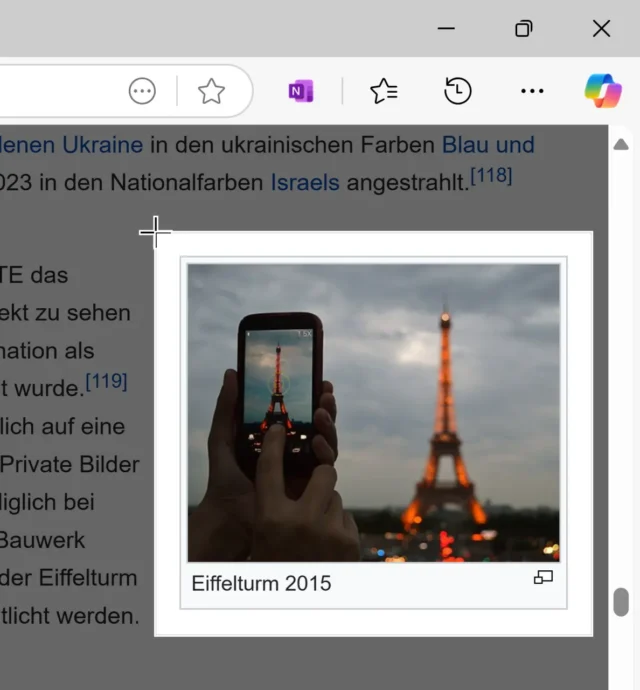 Bereich der Internetseite markieren