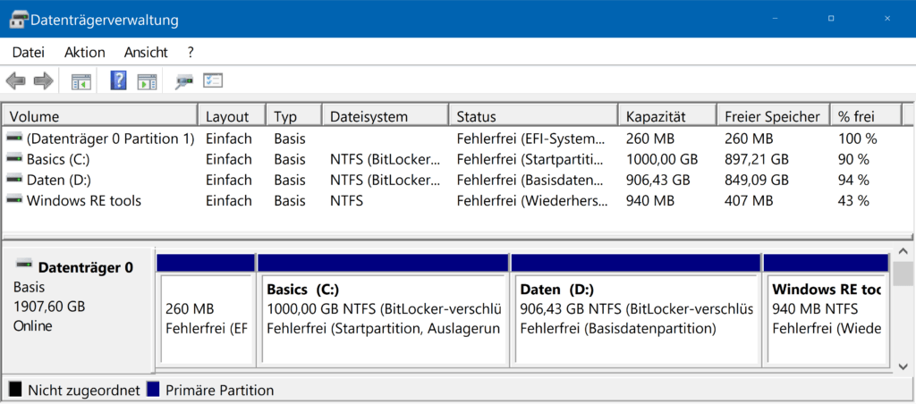 Datenträgerverwaltung in Windows 11