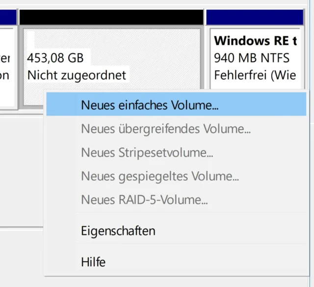 Neues einfaches Volume erstellen