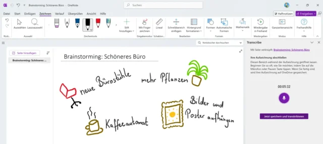 Notizen zur Sprachaufnahme in OneNote