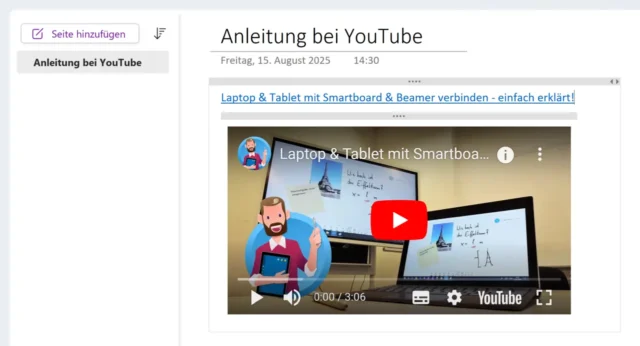 Video bei YouTube – eingebettet in OneNote