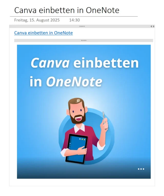 Canva einbetten in OneNote