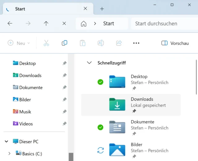 Standardordner in Windows 11