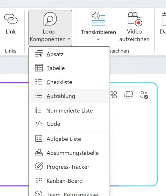 Auswahl von Loop-Komponenten