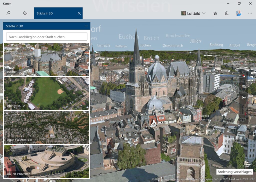 Städte in 3D in der Karten-App für Windows